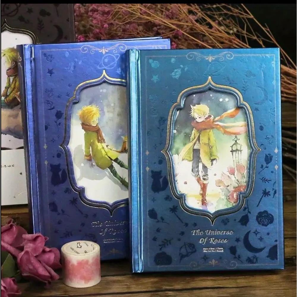 The Little Prince Universe of Roses Blue Hardcover Journals - choice of color